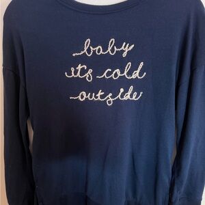 Secret Treasures Navy Sweater with Embroidered Script